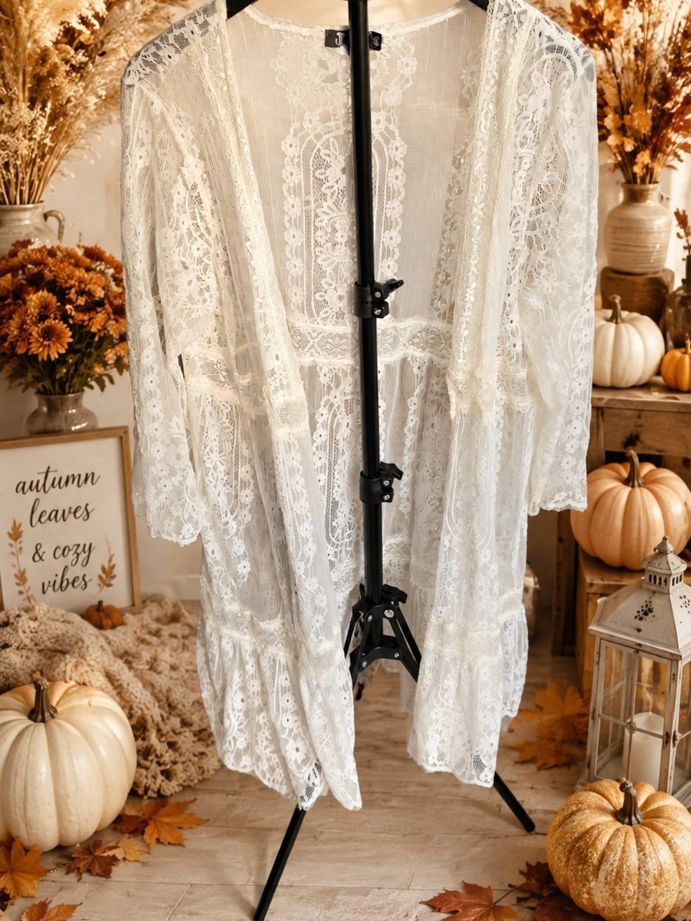 Miss Chievous Cream Lace Kimono Overlay